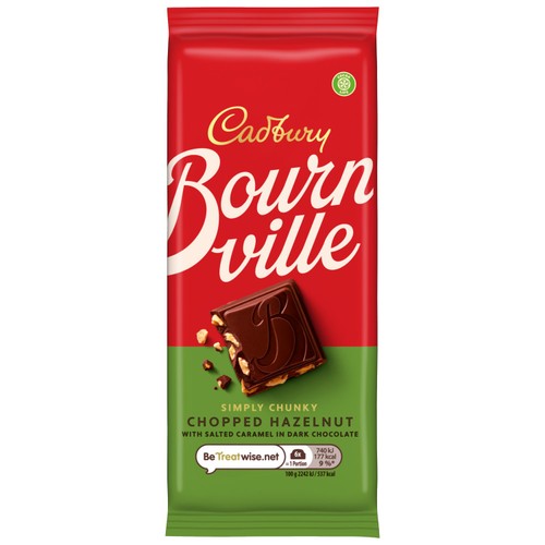 Cadbury Bournville Chopped Hazelnut Dark Chocolate Bar 100g thumbnail 2