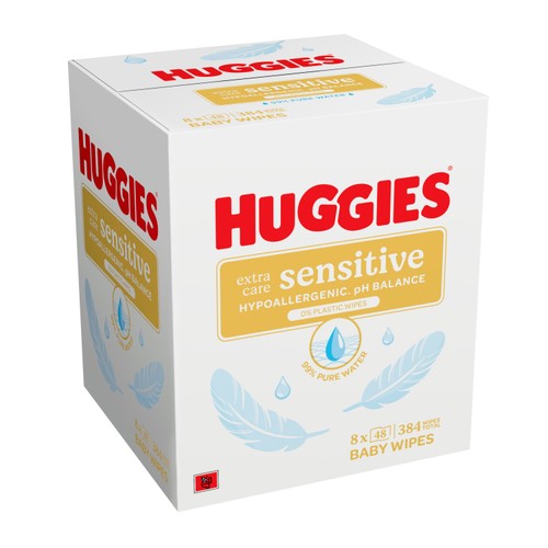 Huggies Pure Extra Care Sensitive Plastic Free Baby Wipes 8 x 48 Pack thumbnail 5