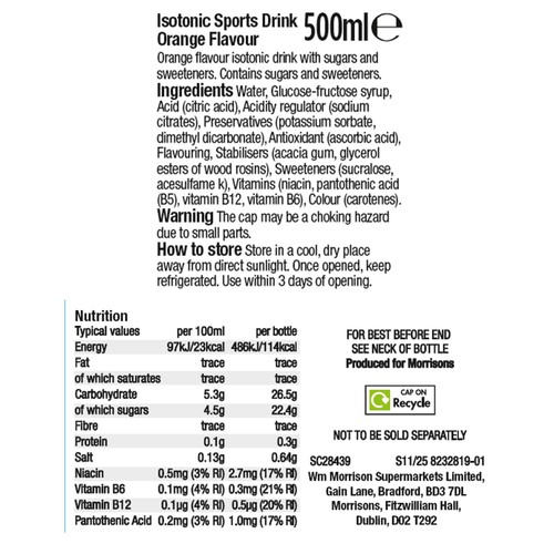 Morrisons Orange Isotonic 4 x 500ml thumbnail 2