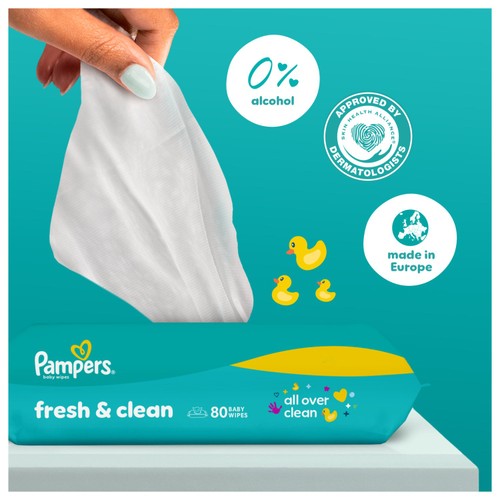 Pampers Fresh Clean Baby Wipes 12 x 52 Pack thumbnail 5