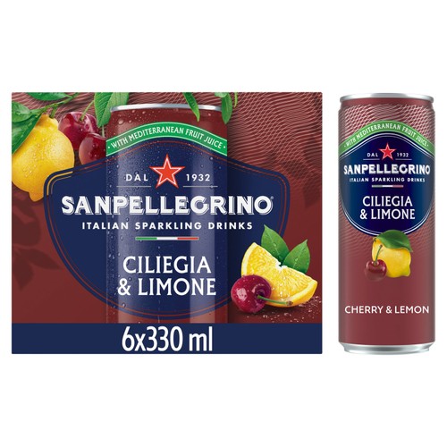 San Pellegrino Italian Sparkling Drinks cherry & Lemon 6x330ml