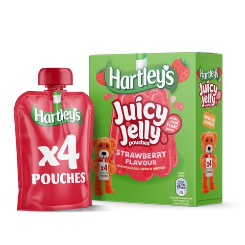 Hartley's Strawberry Flavour Juicy Jelly Pouches 4 x 90g (360g) thumbnail 2