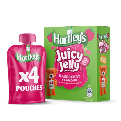 Hartleys Raspberry Flavour Juice Jelly Pouches 4 x 90g (360g) thumbnail 2