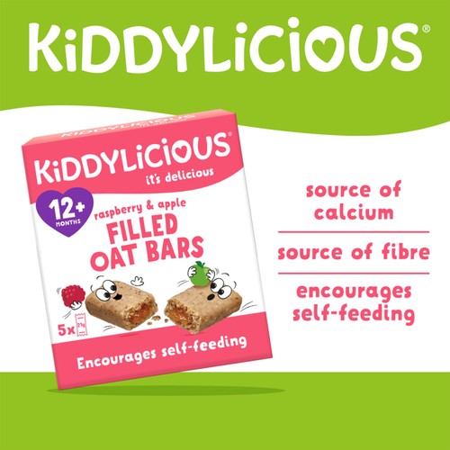 Kiddylicious Raspberry & Apple Filled Oat Bars 12+ Months 5 x 21g (105g) thumbnail 2