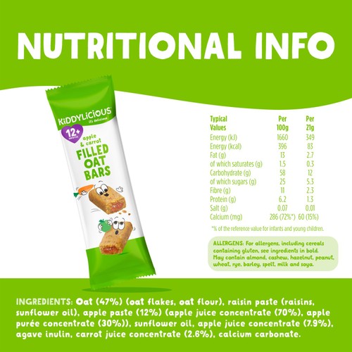 Kiddylicious Apple & Carrot Filled Oat Bars 12+ Months 5 x 21g (105g) thumbnail 3