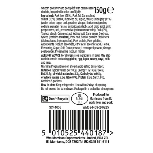 Morrisons The Best Smooth Brussels Pate With Onion Jelly Topping 150g thumbnail 2