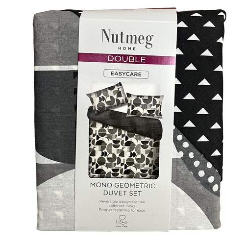 Nutmeg Home Mono Geometric Print Easy Care Duvet Set Double
