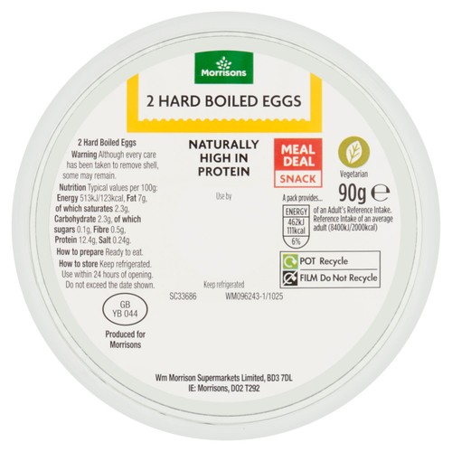 Morrisons 2 Hard Boiled Eggs Pot 90g