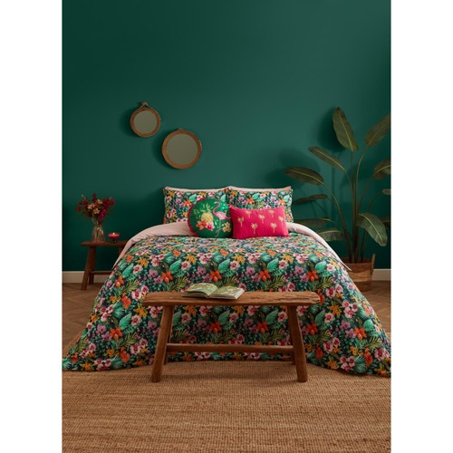 Nutmeg Home Hot House Tropical Floral Print Easy Care Duvet Set Double thumbnail 2