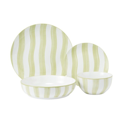 Nutmeg Home Green Stripe Pasta Bowl thumbnail 2