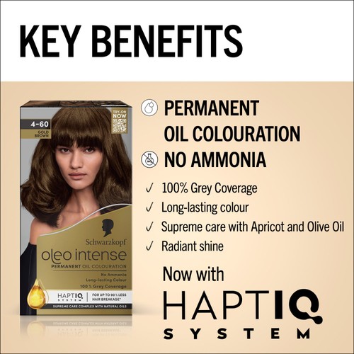 Schwarzkopf Oleo Intense Permanent Hair Dye 4-60 Gold Brown thumbnail 3
