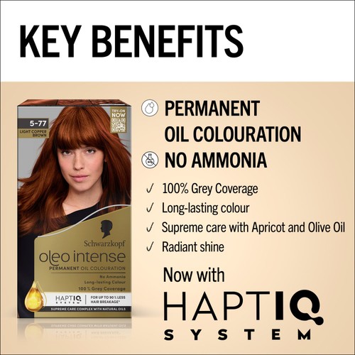Schwarzkopf Oleo Intense Permanent Hair Dye 5-77 Glossy Auburn thumbnail 3