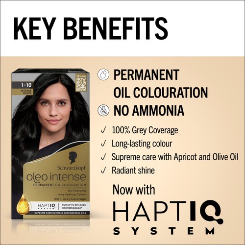 Schwarzkopf Oleo Intense Permanent Hair Dye 1-10 Intense Black thumbnail 3