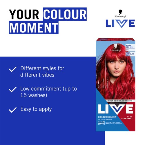 LIVE Colour Moment Semi-Permanent Hair Dye 092 Pillar Box Red thumbnail 3