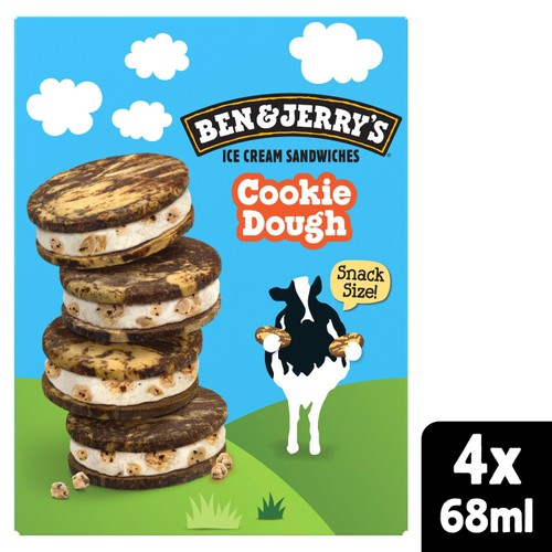 Ben & Jerry's Cookie Dough Ice Cream Sandwich 4x68ml