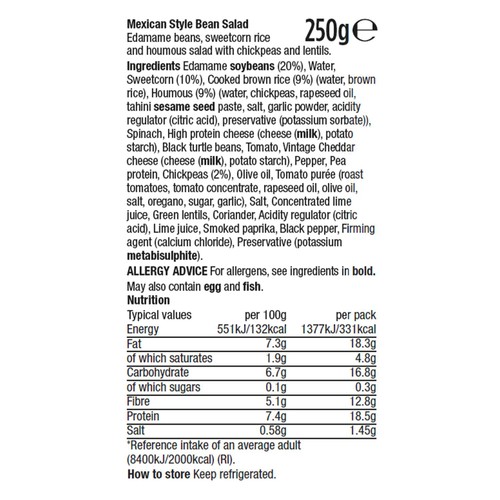 Applied Nutrition High Protein Mexican Style Bean Salad & Houmous Bowl 250g thumbnail 3