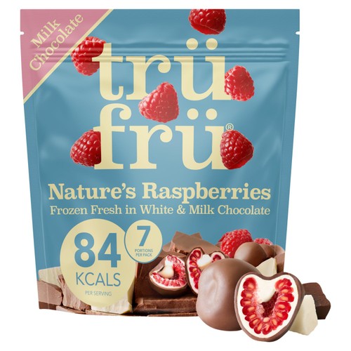 trüfrü Raspberries In White & Milk Chocolate 200g