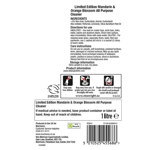 Morrisons Limited Edition Mandarin & Orange All Purpose Cleaner 1000ml thumbnail 2