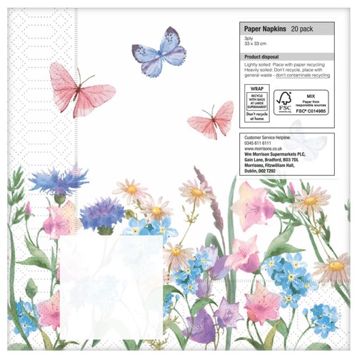 Nutmeg Butterfly Napkins 20 Pack thumbnail 2