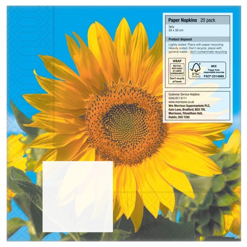 Nutmeg Sunflower Napkins 20 Pack thumbnail 2