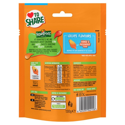 Rowntree's Mango Lollies Pouch 130g thumbnail 3