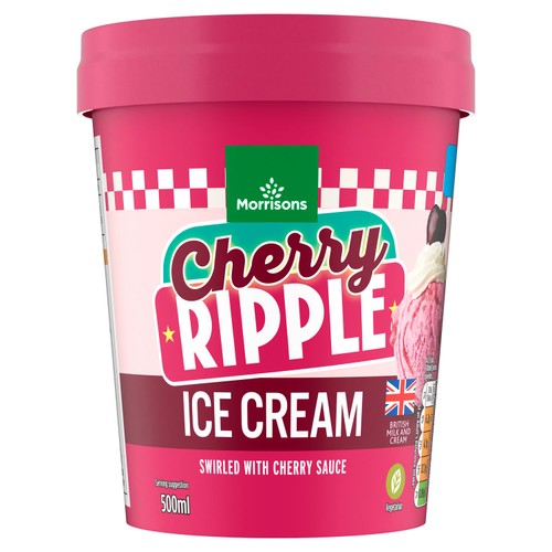 Morrisons Cherry Ripple Ice Cream 500ml