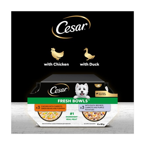 Cesar Fresh Bowls Wet Dog Food Mixed Selection In Gravy 6 x 85g thumbnail 3