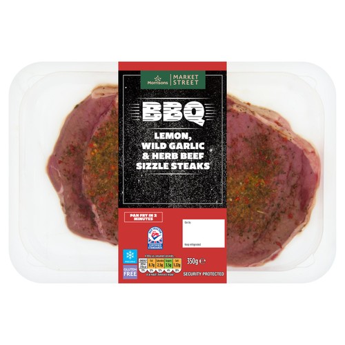 Morrisons British Beef Sizzle Steaks With Lemon, Garlic & Herb 350g thumbnail 2