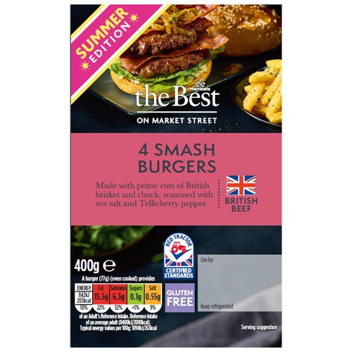 Morrisons British The Best BritishSmash Burgers 4 Pack 400g