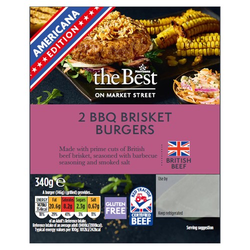 Morrisons British The Best British Bbq Beef Brisket Burger 2 Pack 340g
