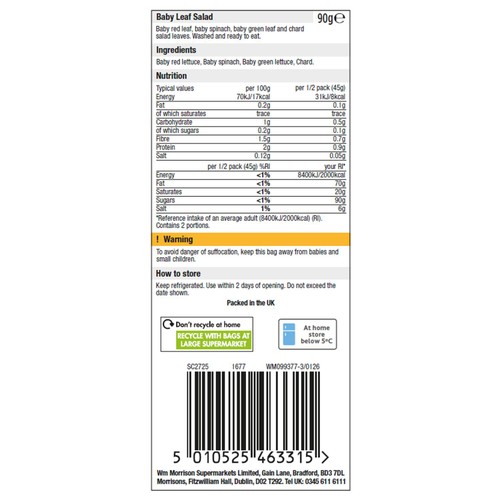 Morrisons Baby Leaf Salad 90g thumbnail 2
