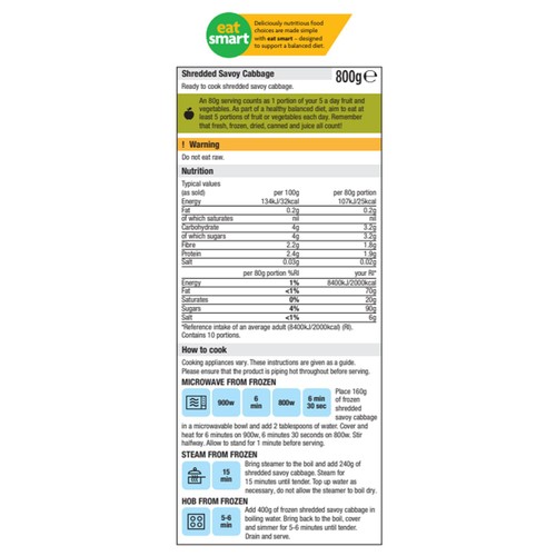 Morrisons Sliced Green Cabbage 800g thumbnail 2