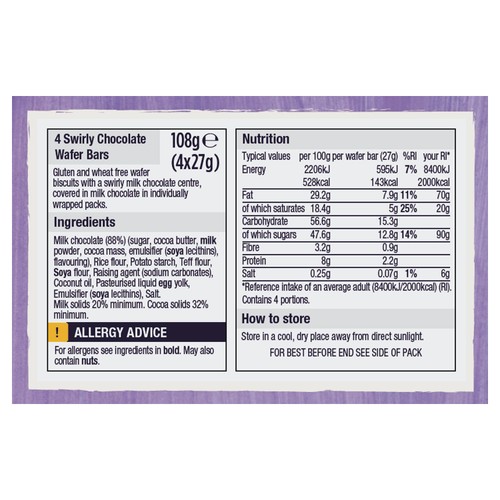 Morrisons Free From Swirly Chocolate Wafers 108g thumbnail 2
