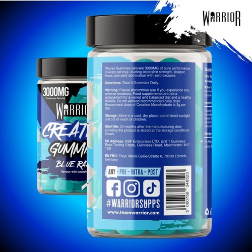 Warrior Creatine Gummies Blue Raspberry 90 Pack thumbnail 3