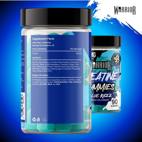 Warrior Creatine Gummies Blue Raspberry 90 Pack thumbnail 4