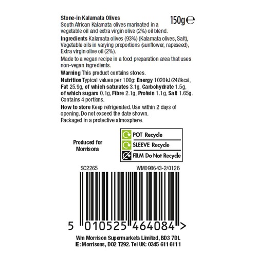 Morrisons The Best South African Kalamata Olives Limited Edition 150g thumbnail 2