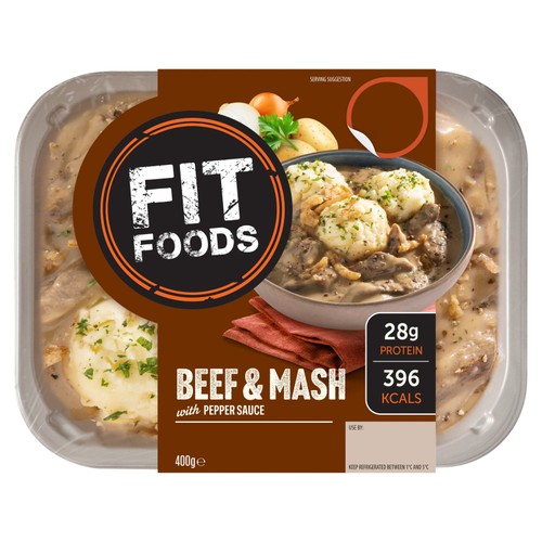 Fit Foods Beef & Mash With Pepper Sauce 400G