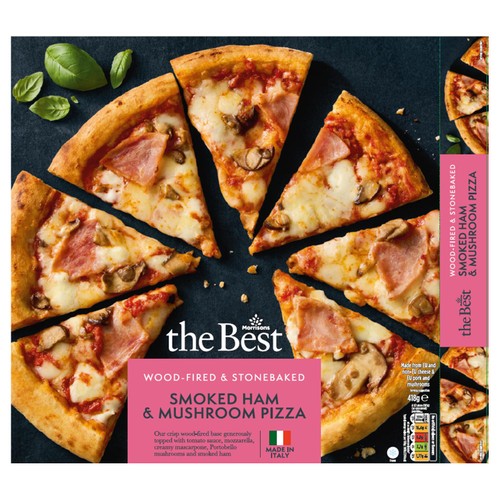 Morrisons the Best Ham & Mushroom Woodfired Pizza 418g