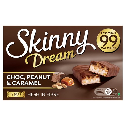 Skinny Dream Choc, Peanut & Caramel Bars 5 x 24g