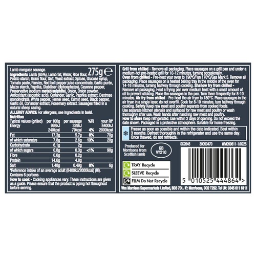 Morrisons Limited Edition Signature Lamb Merguez Sausages 275g thumbnail 2