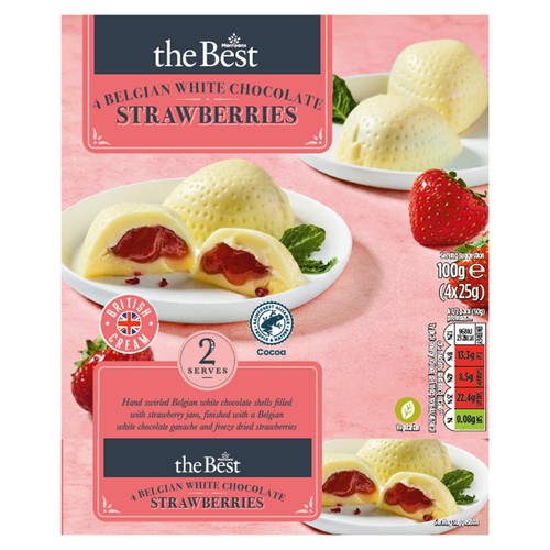 Morrisons The Best Belgian White Chocolate Strawberries 4 x 25g