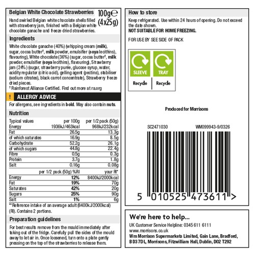 Morrisons The Best Belgian White Chocolate Strawberries 4 x 25g thumbnail 2