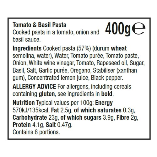 Morrisons Tomato & Basil Pasta 400g thumbnail 2