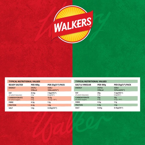Walkers Ready Salted/Salt & Vinegar Crisps 14 x 25g thumbnail 3