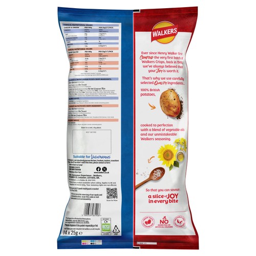 Walkers Ready Salted/Cheese & Onion Crisps 14 x 25g thumbnail 2