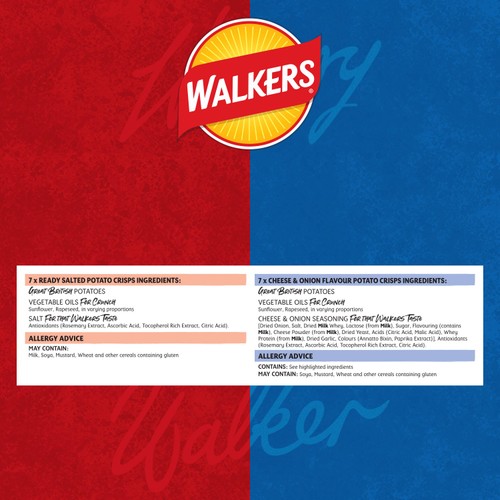 Walkers Ready Salted/Cheese & Onion Crisps 14 x 25g thumbnail 3