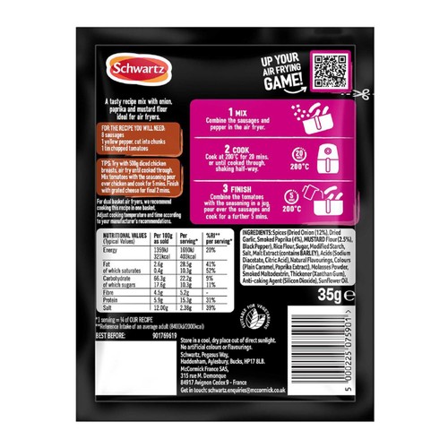Schwartz Air Fry Smoky BBQ Sausage Recipe Mix 35g thumbnail 2