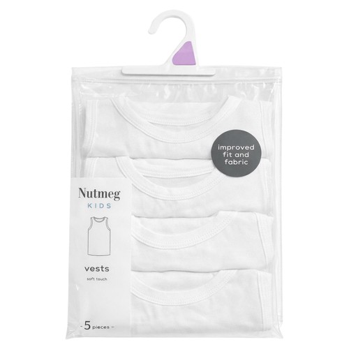 Nutmeg 8-9 Years Boys White Vests
