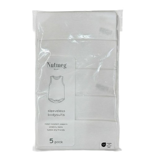 Nutmeg 0-3 Months Baby White Sleeveless Bodysuits