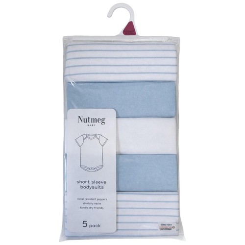 Nutmeg  0-3 Month Baby Blue Short Sleeve Bodysuits